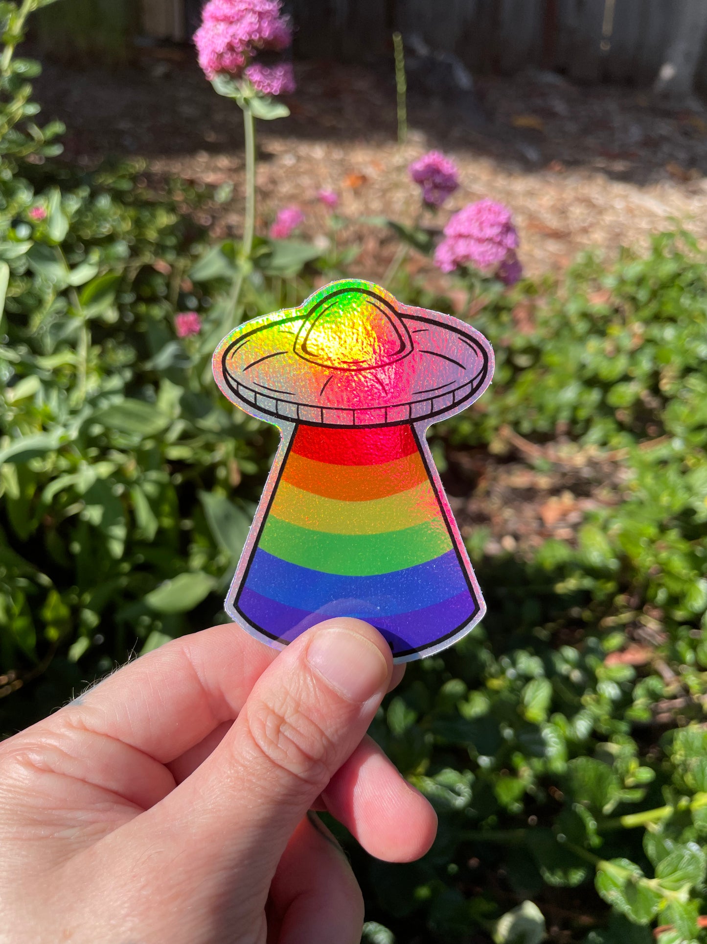 Rainbow UFO Sticker