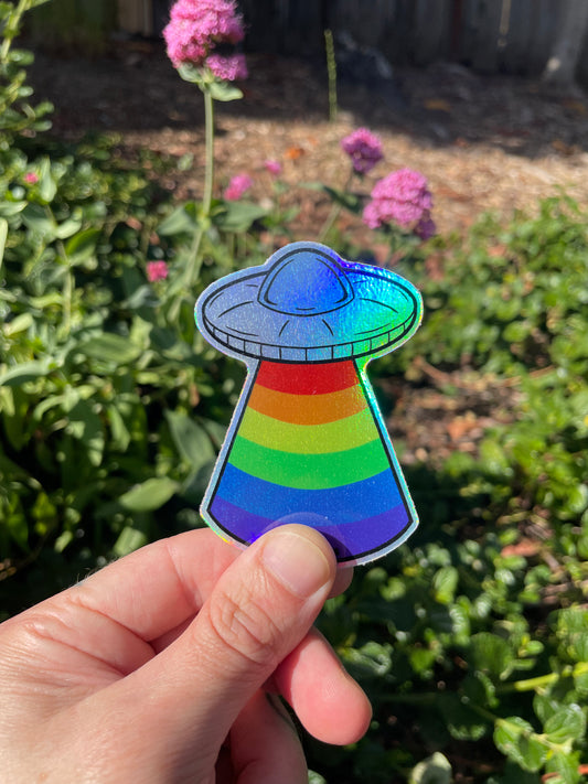 Rainbow UFO Sticker