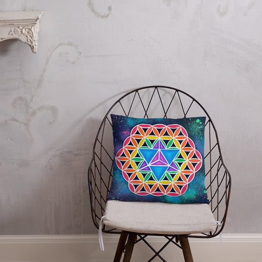 Rainbow Merkaba of Life Pillow