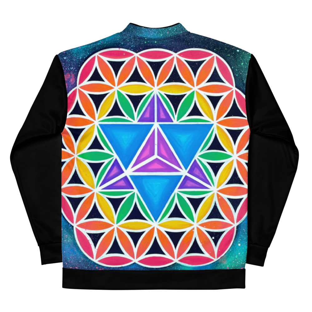 Rainbow Merkaba of Life Bomber Jacket