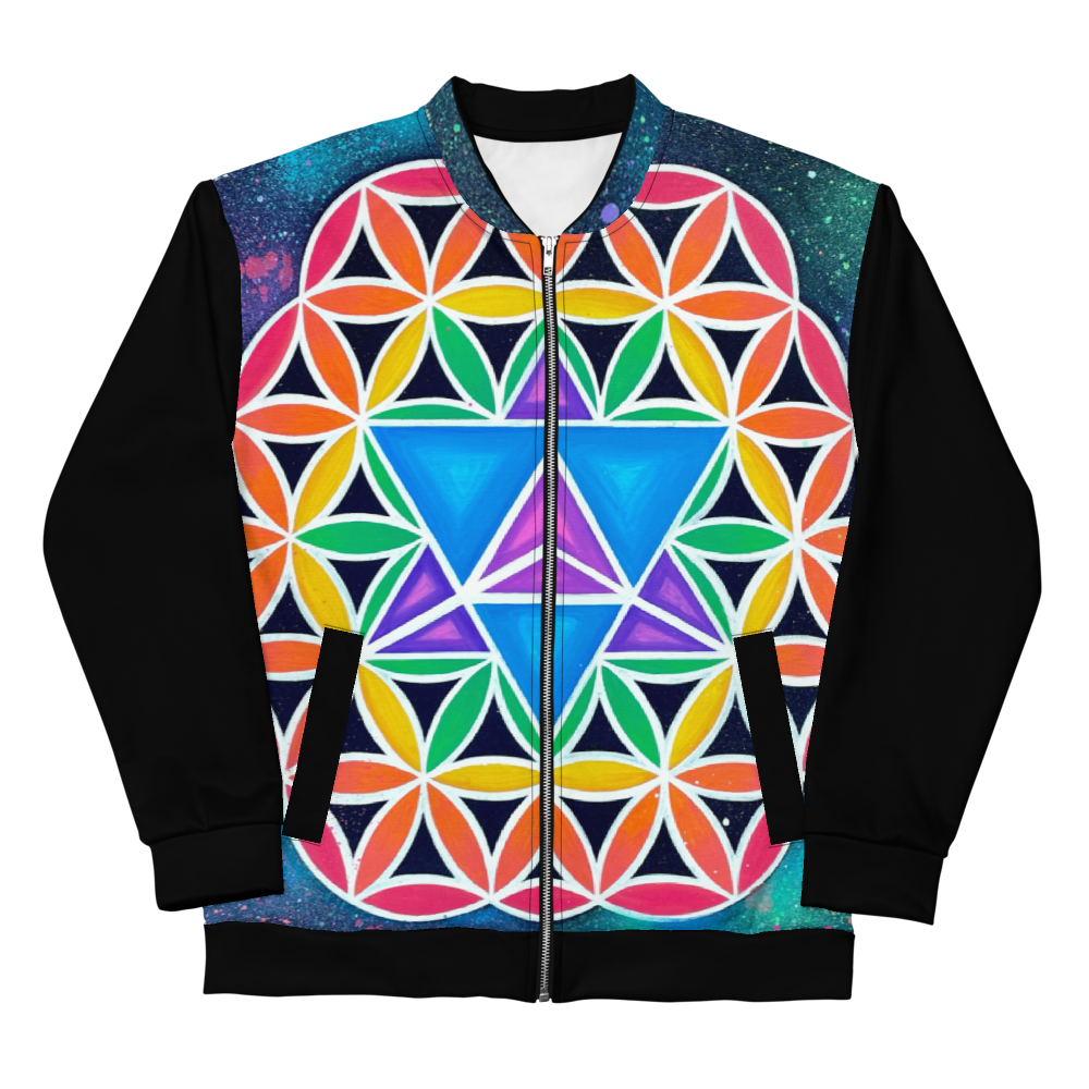 Rainbow Merkaba of Life Bomber Jacket