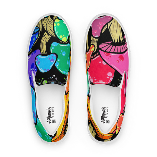 Rainbow Shroomin' Slip-On Canvas Shoes